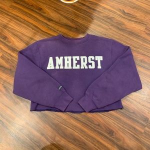 Purple Amherst College Cropped Crewneck